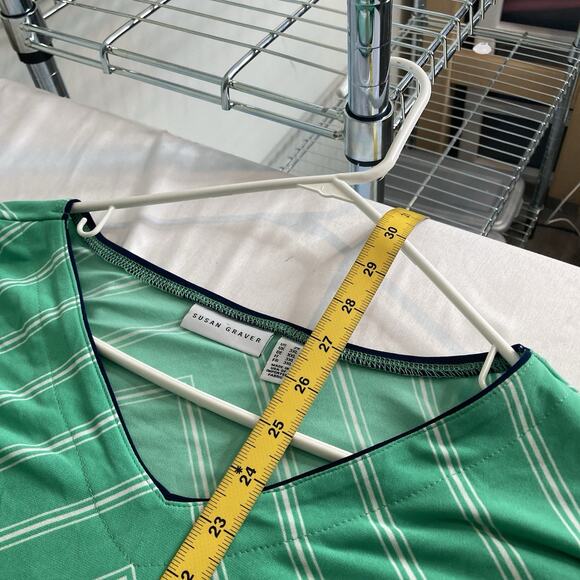 Susan Graver Womens Green Chevron Liquid Knit Dolman Sleeve Top Size 2X Stretchy - Picture 3 of 10